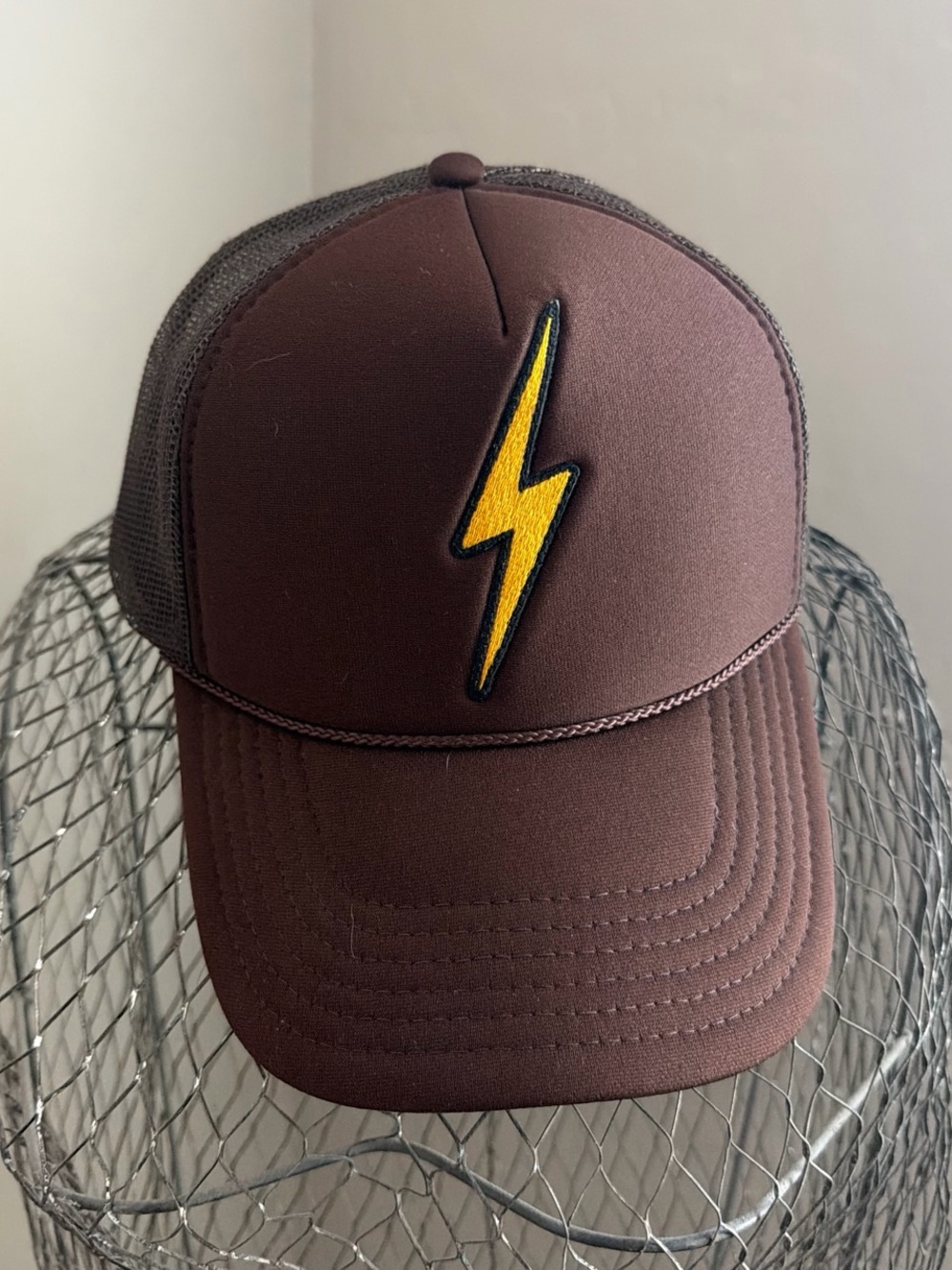 Aviator nation Brown Trucker Cap with Yellow Lightning Patch